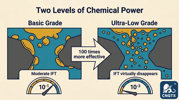 IFT control standards: from 10^-1 mN/m minimum to 10^-3 mN/m ultra-low target for oil droplet mobilization