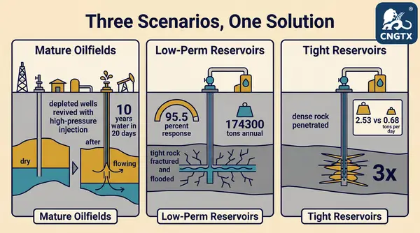 Three major oilfield application scenarios with production data comparison